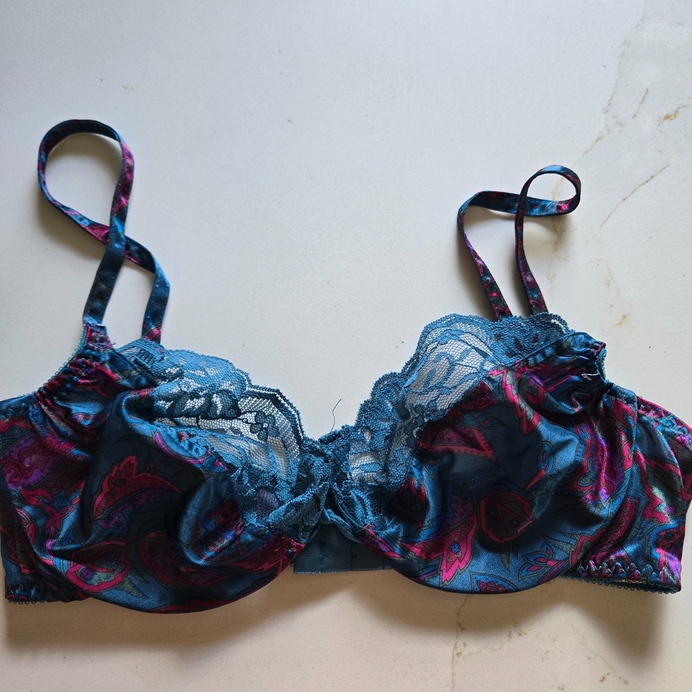 Lovable Woolite Bra Vintage 34C Paisley Blue